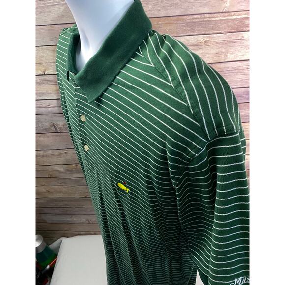 Masters Collection Shirt Green Stripe Short Sleeve 60's Two Ply Polo Mens XL - Picture 6 of 10